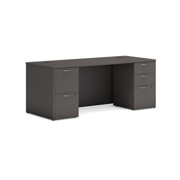 HON Mod Double Pedestal Desk Bundle, 72" x 30" x 29", Slate Teak (MOD007)
