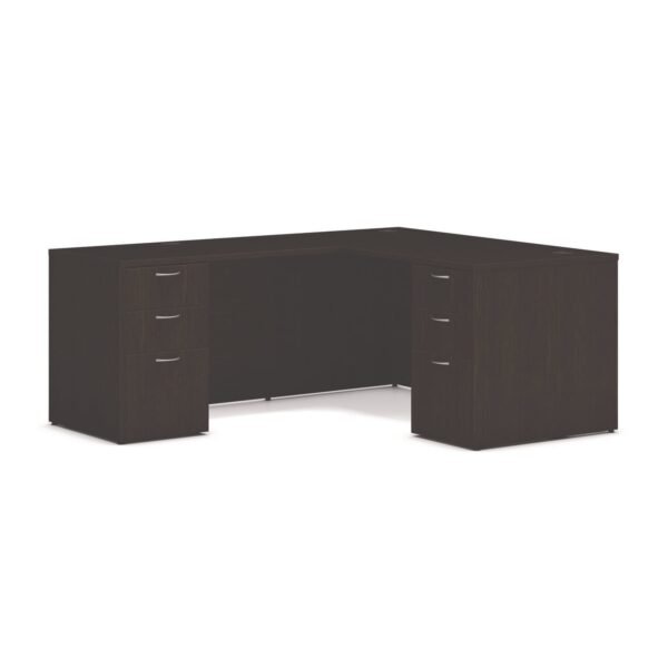 HON Mod L-Station Double Pedestal Desk Bundle, 60" x 72" x 29", Java Oak (L6072L2BBFJA)
