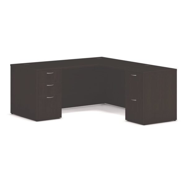 HON Mod L-Station Double Pedestal Desk Bundle, 66" x 72" x 29", Java Oak (MOD076)