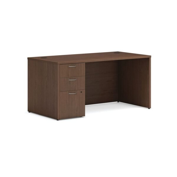 HON Mod Single Pedestal Desk Bundle, 60" x 30" x 29", Sepia Walnut (MOD013)