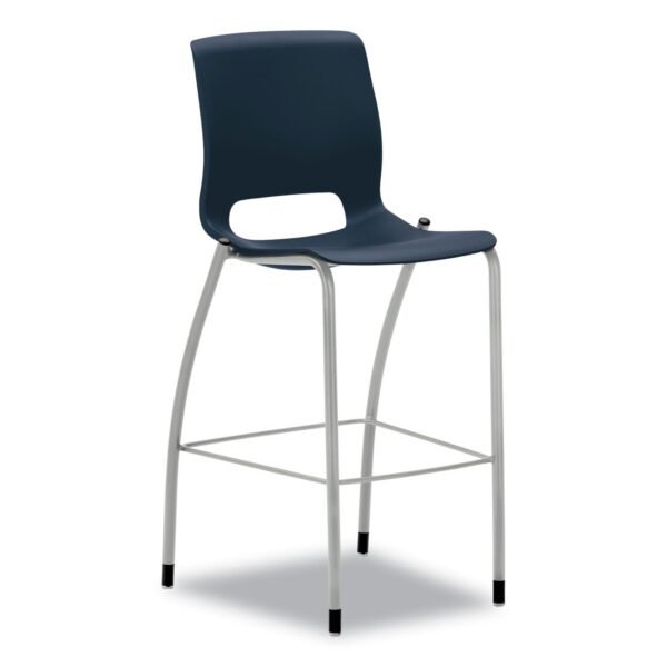 HON Motivate Four-Leg Cafe Height Stool, Supports Up to 300 lb, 30" Seat Height, Regatta Seat, Regatta Back, Platinum Base (MG5NEREPLAT)