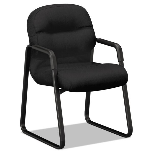 HON Pillow-Soft 2090 Series Guest Arm Chair, Fabric Upholstery, 23.25" x 28" x 36", Black Seat, Black Back, Black Base (2093CU10T)