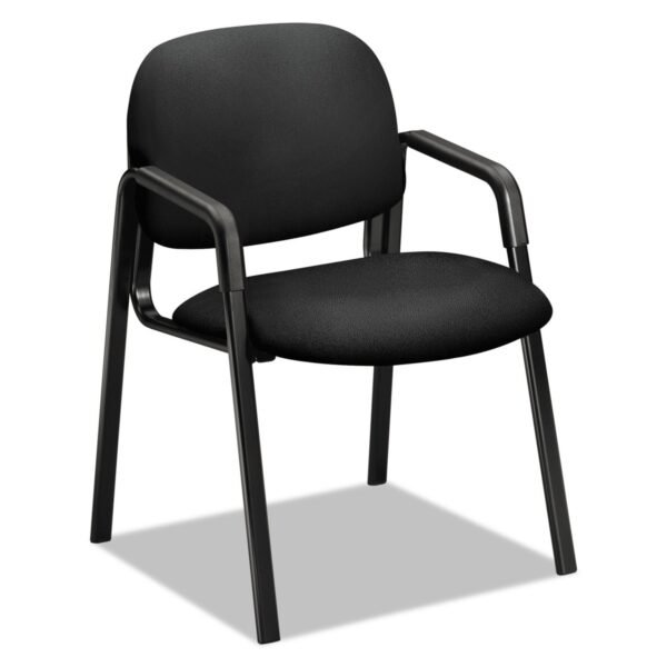 HON Solutions Seating 4000 Series Leg Base Guest Chair, Fabric Upholstery, 23.5" x 24.5" x 32", Black Seat/Back, Black Base (4003CU10T)