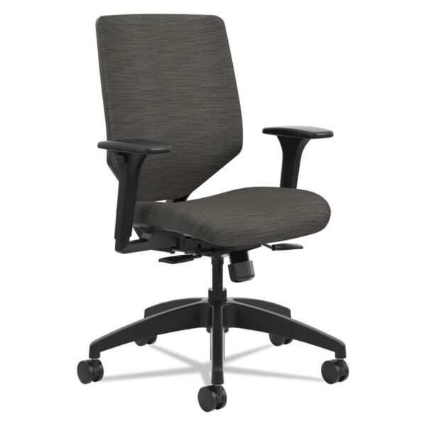 HON Solve Series Upholstered Back Task Chair, Supports Up to 300 lb, 17" to 22" Seat Height, Ink Seat/Back, Black Base (SVU1ACLC10TK)