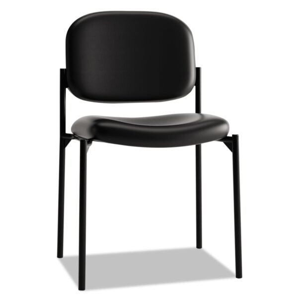 HON VL606 Stacking Guest Chair without Arms, Bonded Leather Upholstery, 21.25" x 21" x 32.75", Black Seat, Black Back, Black Base (VL606SB11)