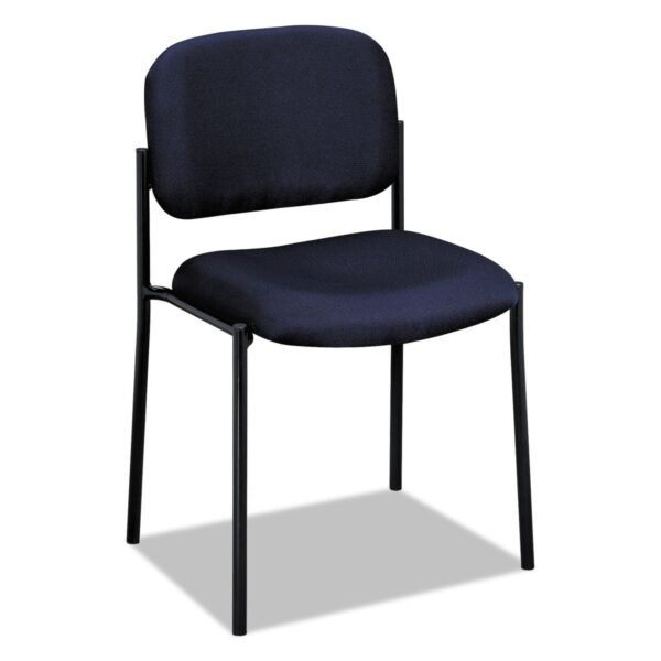 HON VL606 Stacking Guest Chair without Arms, Fabric Upholstery, 21.25" x 21" x 32.75", Navy Seat, Navy Back, Black Base (VL606VA90)