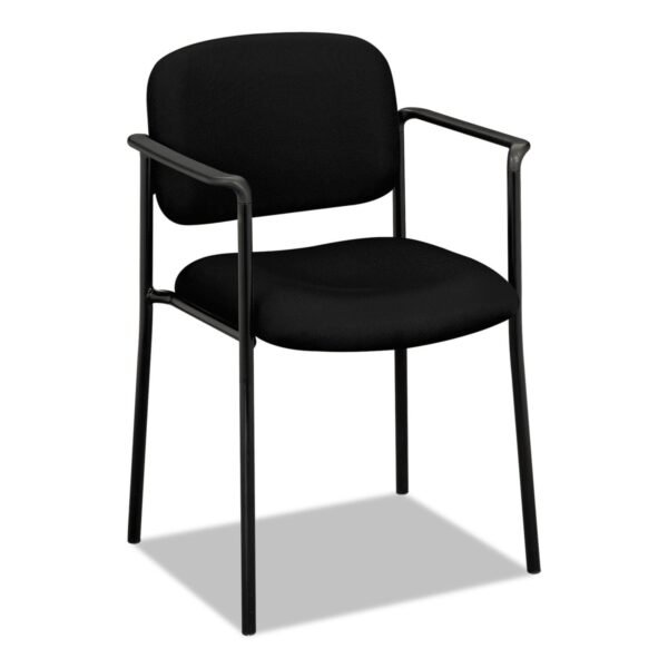 HON VL616 Stacking Guest Chair with Arms, Fabric Upholstery, 23.25" x 21" x 32.75", Black Seat, Black Back, Black Base (VL616VA10)