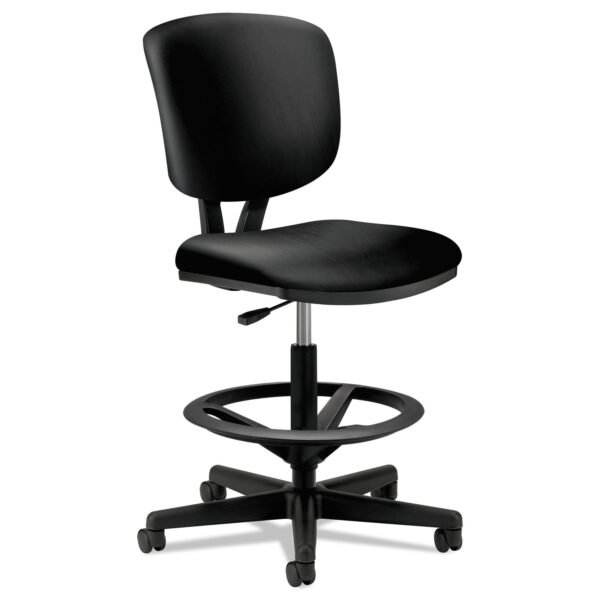 HON Volt Series Leather Adjustable Task Stool, Supports Up to 275 lb, 22.88" to 32.38" Seat Height, Black (5705SB11T)
