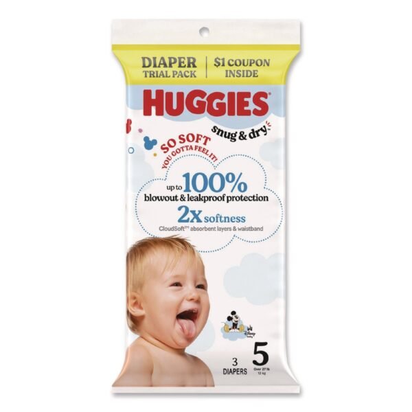 Huggies Snug and Dry, Size 5, Over 27 lbs, Disney Design, 3 Diapers/Pack, 30 Packs/Carton (57031)