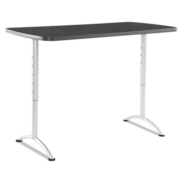 Iceberg ARC Adjustable-Height Table, Rectangular, 60" x 30" x 30" to 42", Graphite/Silver (69317)