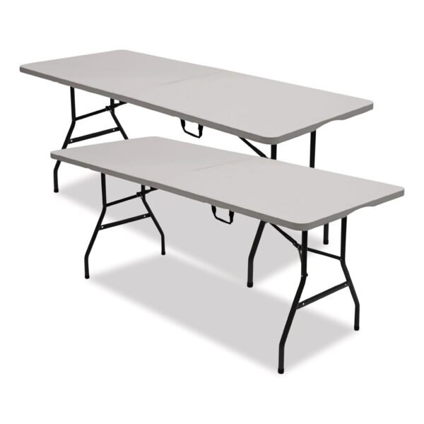 Iceberg Bifold Resin Folding Table, Rectangular, 70.9" x 29.1" x 30", White Granite Top, Gray Base/Legs, 2/Pack (61263)