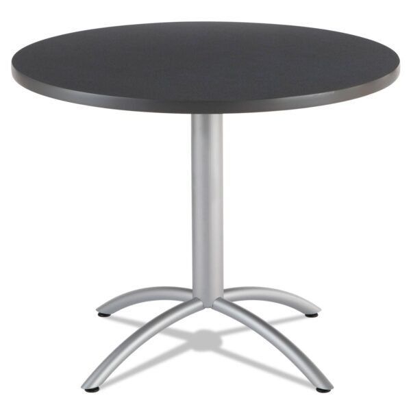 Iceberg CafeWorks Table, Cafe-Height, Round, 36" x 30", Graphite Granite Top, Silver Base (65628)