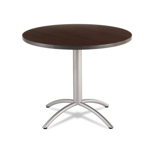 Iceberg CafeWorks Table, Cafe-Height, Round, 36" x 30", Walnut/Silver (65624)