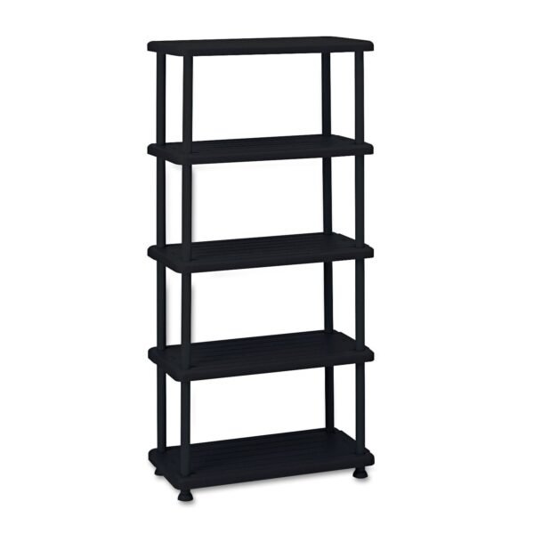Iceberg Rough n Ready Open Storage System, Five-Shelf, Blow-Molded HDPE, 36w x 18d x 74h, Black (20851)