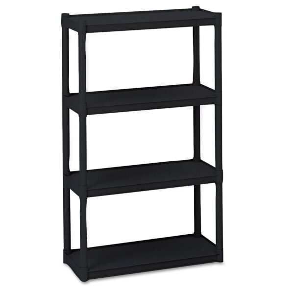 Iceberg Rough n Ready Open Storage System, Four-Shelf, Injection-Molded Polypropylene, 32w x 13d x 54h, Black (20841)