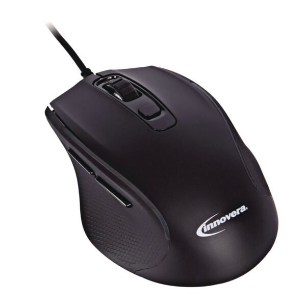 Innovera Full-Size Wired Optical Mouse, USB 2.0, Right Hand Use, Black (IVR61014)
