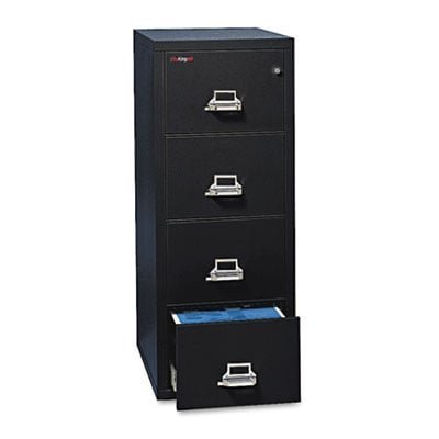 Insulated Vertical File, 1-Hour Fire Protection, 4 Legal-Size File Drawers, Black, 20.81" x 31.56" x 52.75"