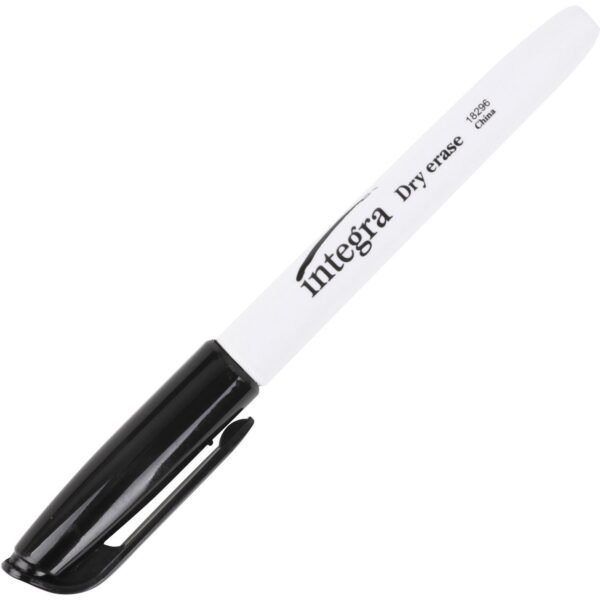Integra Dry-Erase Markers Fine Bullet Marker Point - Black Ink - Alcohol Based - Fiber Tip - 1 Dozen (18296)