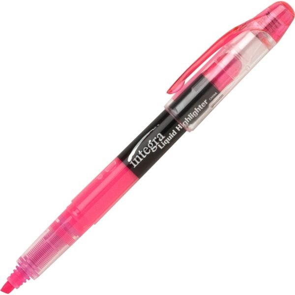 Integra Liquid Highlighters Chisel Marker Point - Fluorescent Pink Ink - 1 Dozen (33312)