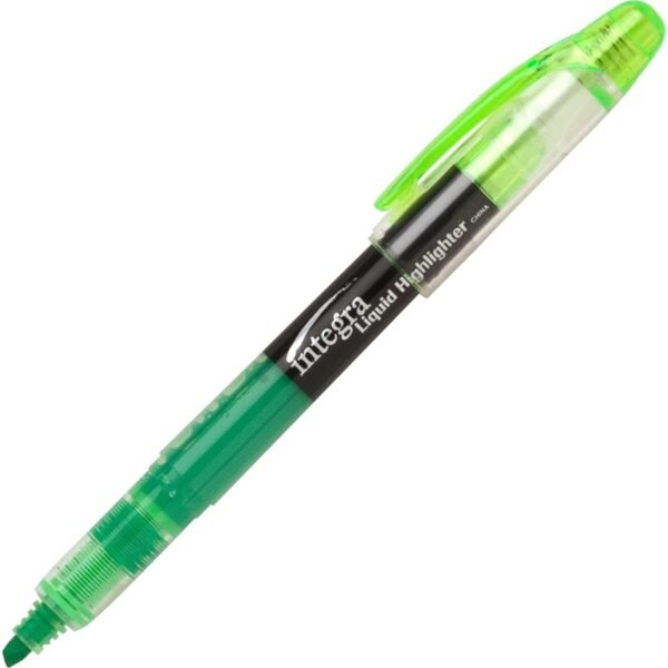 Integra Liquid Highlighters Chisel Marker Point - Green Ink - 1 Dozen (33314)