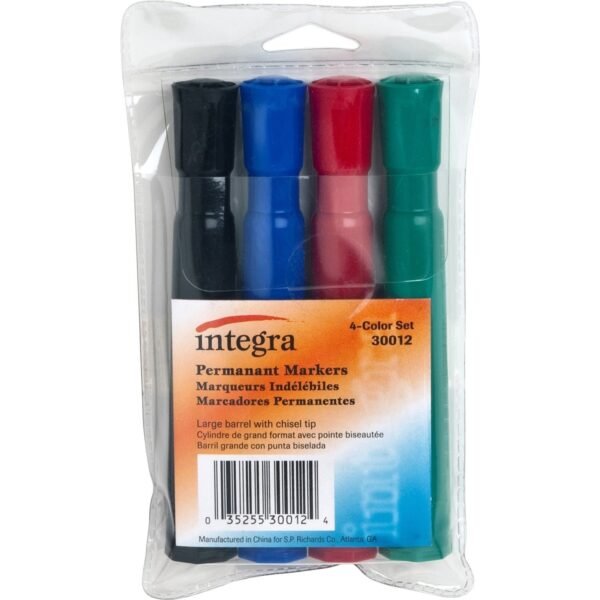 Integra Permanent Chisel Markers Chisel Marker Point - Assorted Ink - 4 / Set (30012)