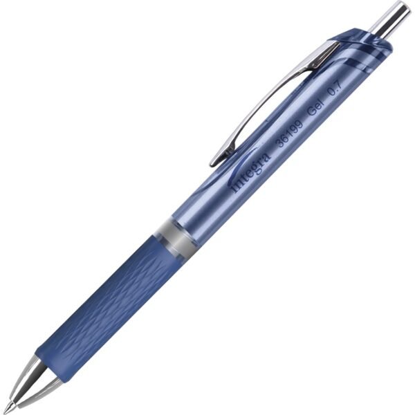 Integra Retractable Gel Ink Pen 0.7 mm Medium Pen Point - Retractable - Blue Ink - Gel-based - Blue Barrel - Metal Tip - 1 Dozen (36200)