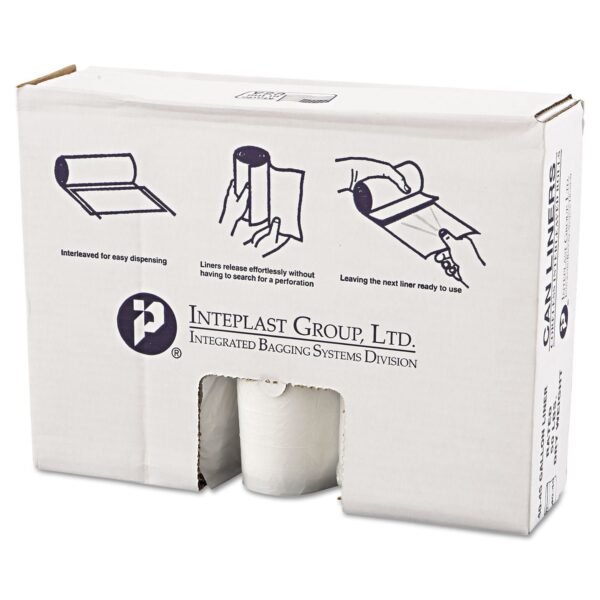 Inteplast Group High-Density Commercial Can Liner Value Pack, 45 gal, 12 mic, 40" x 46", Clear, Interleaved Roll, 25 Bags/Roll, 10 Rolls/CT (VALH4048N14)