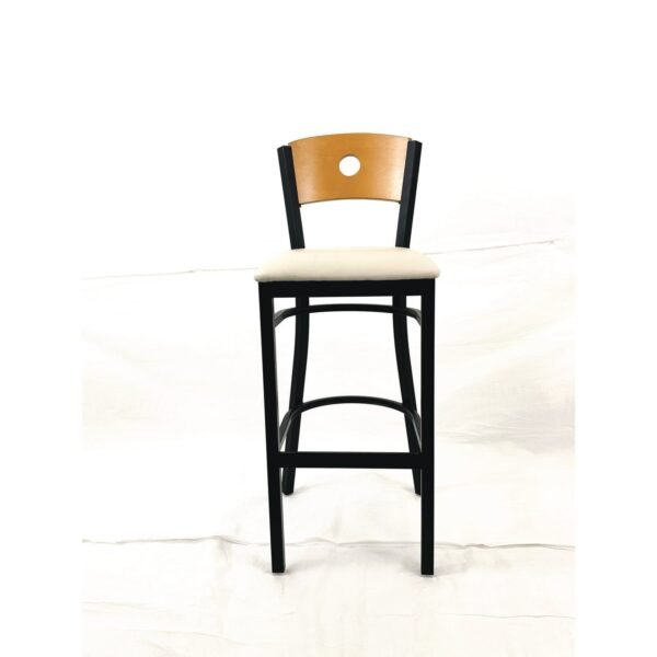 JMC Furniture Circle Series Barstool, Supports Up to 300 lb, 28.5" Seat Height, Cream Seat, Natural Back, Black Base (CRBBVCRMD)