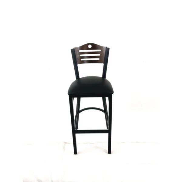 JMC Furniture Eagle Series Barstool, Supports Up to 300 lb, 28.5" Seat Height, Black Seat, Dark Walnut Back, Black Base (EBBVBLKC)