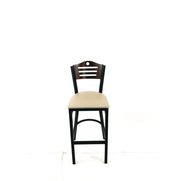 JMC Furniture Eagle Series Barstool, Supports Up to 300 lb, 28.5" Seat Height, Taupe Seat, Dark Walnut Back, Black Base (EBBVTAUC)