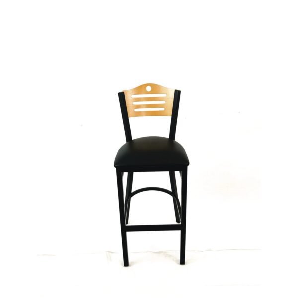 JMC Furniture Eagle Series Barstool, Supports Up to 300 lb, 28.5" Seat Height, Black Seat, Natural Back, Black Base (EBBVBLKD)