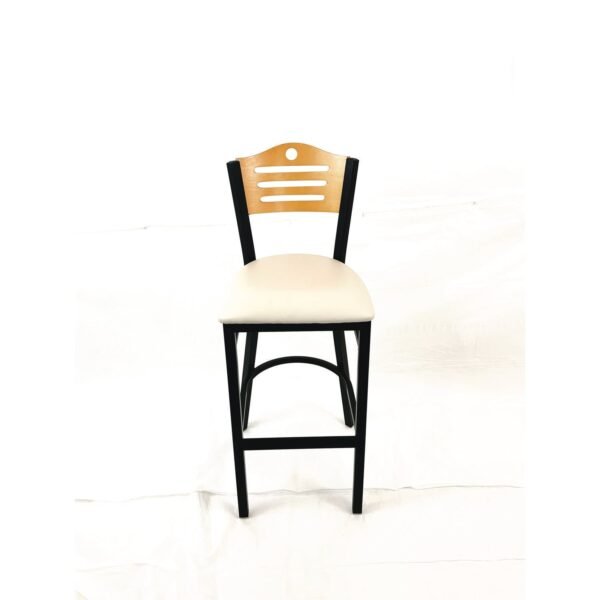 JMC Furniture Eagle Series Barstool, Supports Up to 300 lb, 28.5" Seat Height, Cream Seat, Natural Back, Black Base (EBBVCRMD)