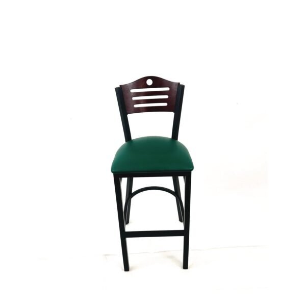 JMC Furniture Eagle Series Barstool, Supports Up to 300 lb, 28.5" Seat Height, Green Seat, Dark Mahogany Back, Black Base (EBBVGRNB)