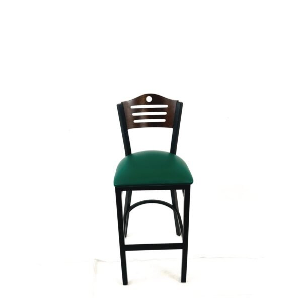 JMC Furniture Eagle Series Barstool, Supports Up to 300 lb, 28.5" Seat Height, Green Seat, Dark Walnut Back, Black Base (EBBVGRNC)