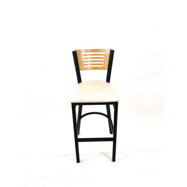 JMC Furniture Jones River Series Barstool, Supports Up to 300 lb, 28.5" Seat Height, Cream Seat, Natural Back, Black Base (JRBBVCRMD)