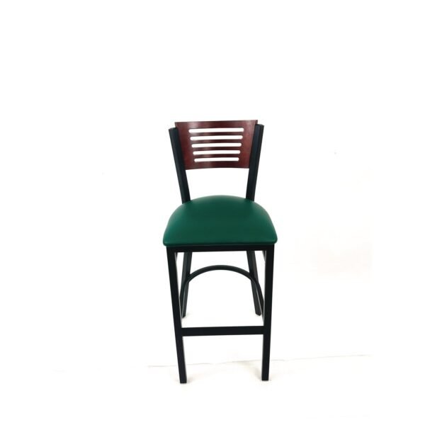 JMC Furniture Jones River Series Barstool, Supports Up to 300 lb, 28.5" Seat Height, Green Seat, Dark Mahogany Back, Black Base (JRBBVGRNB)