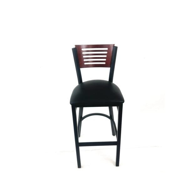 JMC Furniture Jones River Series Barstool, Supports Up to 300 lb, 28.5" Seat Height, Black Seat, Dark Mahogany Back, Black Base (JRBBVBLKB)