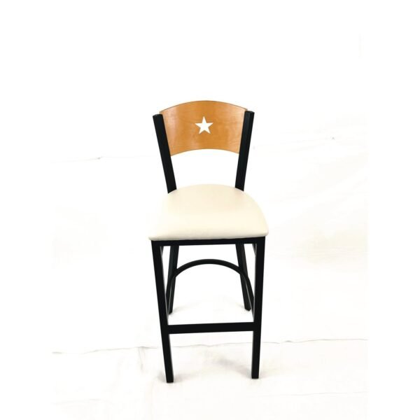 JMC Furniture Liberty Series Barstool, Supports Up to 300 lb, 28.5" Seat Height, Cream Seat, Natural Back, Black Base (LBBVCRMD)