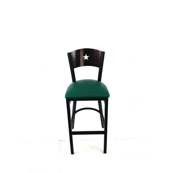 JMC Furniture Liberty Series Barstool, Supports Up to 300 lb, 28.5" Seat Height, Green Seat, Dark Mahogany Back, Black Base (LBBVGRNB)