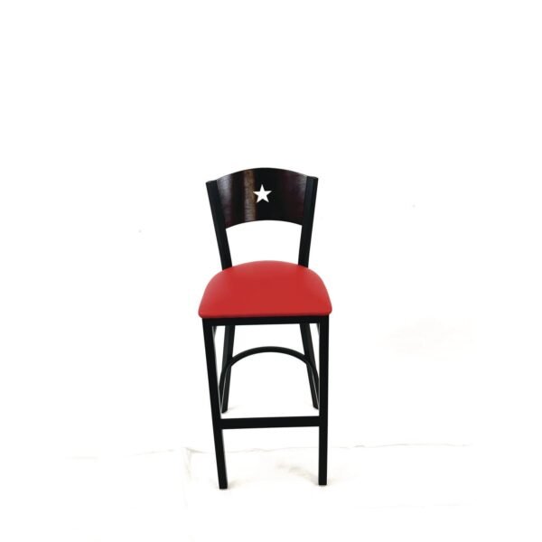 JMC Furniture Liberty Series Barstool, Supports Up to 300 lb, 28.5" Seat Height, Red Seat, Dark Mahogany Back, Black Base (LBBVREDB)