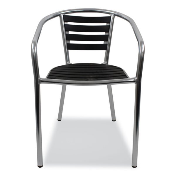 JMC Furniture Pinzon Series Chairs, Support Up to 300 lb, 18" Seat Height, Black/Silver Seat, Black/Silver Back, Silver Base (PINACBLK)