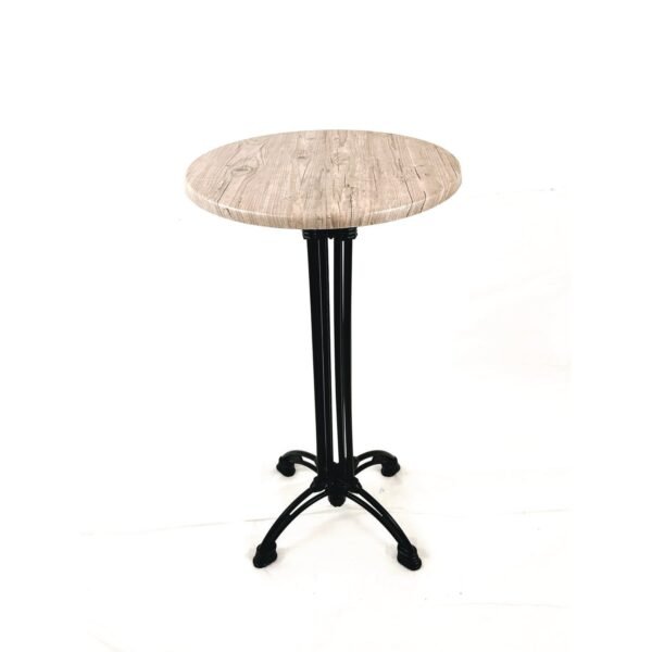 JMC Furniture Topalit Tables, Round, 24" dia x 44"h, Washington Pine Top, Black Iron Base/Legs (106P24R7)