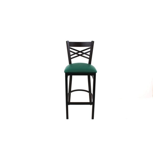 JMC Furniture X Series Barstool, Supports Up to 300 lb, 29.5" Seat Height, Green Seat, Black Back, Black Base (XBSBVSGRN)