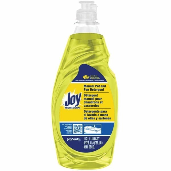 JoySuds Professional Dishwashing Detergent Concentrate - 38 fl oz (1.2 quart) - Lemon Scent - Yellow - 8 / Carton (43606)