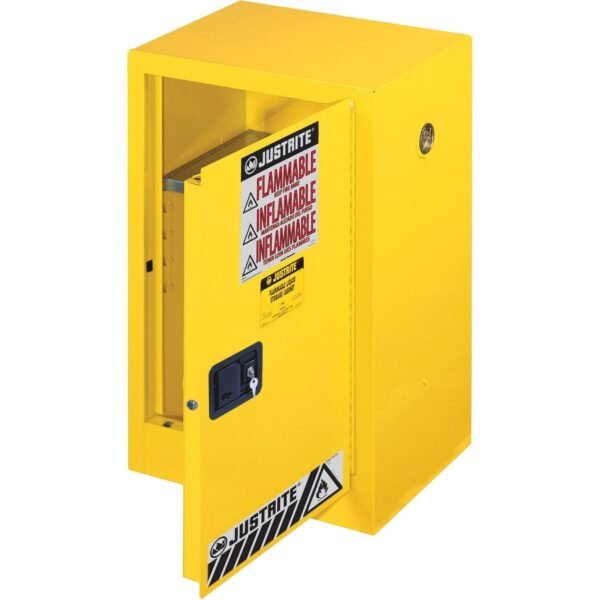 Justrite Flammable Liquid Cabinet 18" x 23.3" x 35" - 1 x Shelf(ves) - 1 x Front Open Door(s) - Yellow (891200)