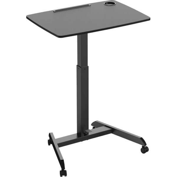 Kantek Adjustable Height Mobile Sit Stand Desk Adjustable Height - 22" Table Top Length x 31.50" Table Top Width - 49" Height - Assembly Required - Black - Melamine Top Material...