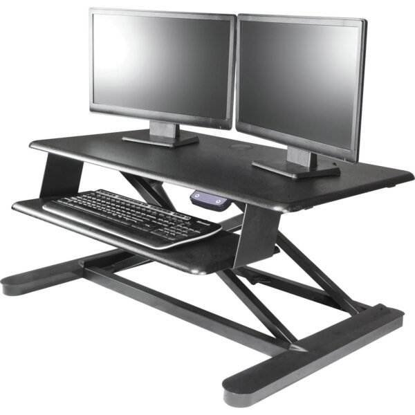 Kantek Electric Sit to Stand Workstation Up to 24" Screen Support - 60 lb Load Capacity - 23.40" Height x 35" Width x 26" Depth - Desktop - Steel, Medium Density Fiberboard...