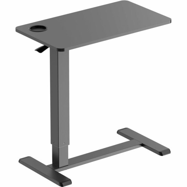 Kantek Mobile Pneumatic-Lift Side Desk/Table Laminated Top - 15 lb Capacity - Height Adjustable - 28" Table Top Width x 15.70" Table Top Depth - Assembly Required - Black -...