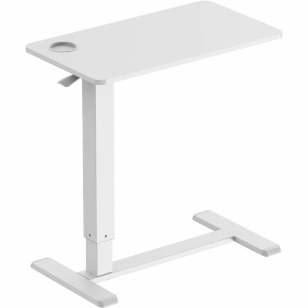 Kantek Mobile Pneumatic-Lift Side Desk/Table Laminated Top - 15 lb Capacity - Height Adjustable - 28" Table Top Width x 15.70" Table Top Depth - Assembly Required - White -...
