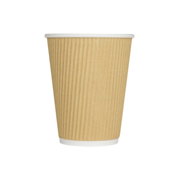 Karat Ripple Hot Cups, 12 oz, Kraft/White, 500/Carton (CKRC512)